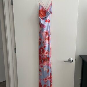 Floral Maxi Dress in Red and Blue
